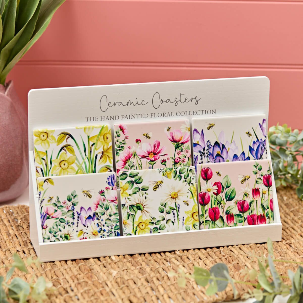 Floral Ceramic Coaster (Choice of 6) - 7FD130 Richard Langs Mulligans of Ballaghaderreen  