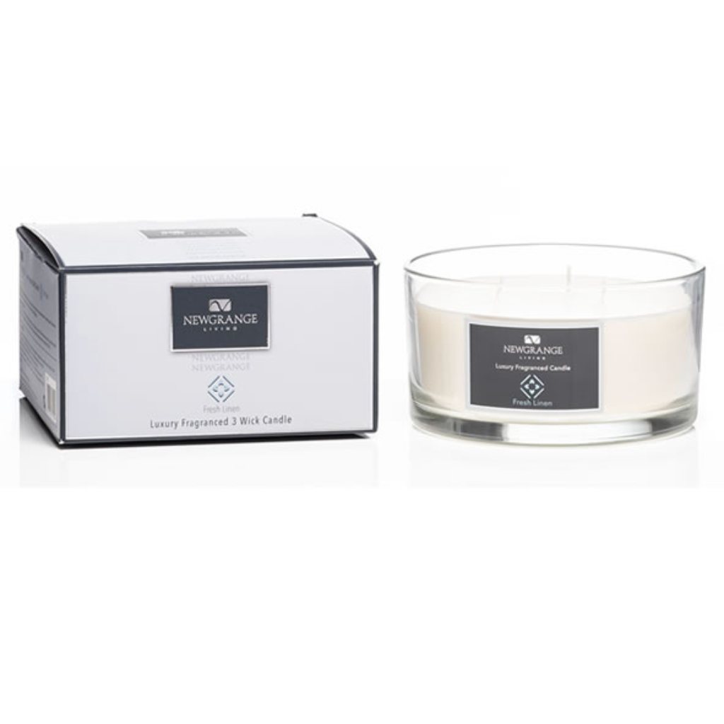 Fresh Linen 3 Wick Candle 9127 Newgrange Living Mulligans of Ballaghaderreen