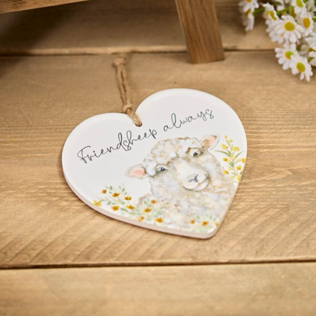 "Friendship Always" Sheep Hanging Heart 7ED120 Richard Lang - Mulligans of Ballaghaderreen