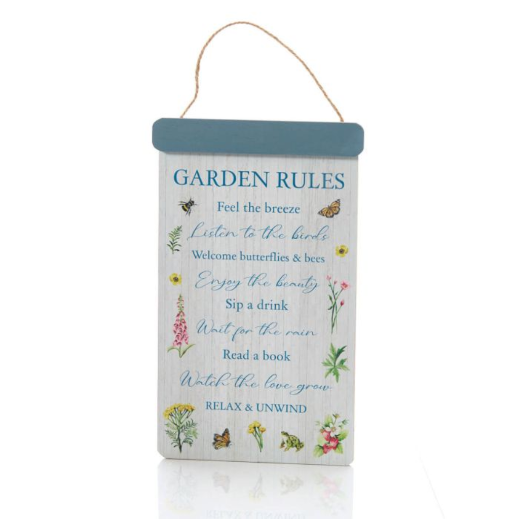 Garden Rules With Wildflower Design Hanging Plaque 8WF510 Richard Langs Mulligans of Ballaghaderreen 