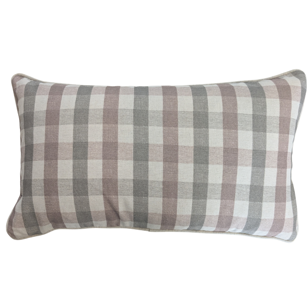 Gingham Bolster Pink and Charcoal Feather Scatter Cushion GBPCFSC Milford Linen Mulligans of Ballaghaderreen