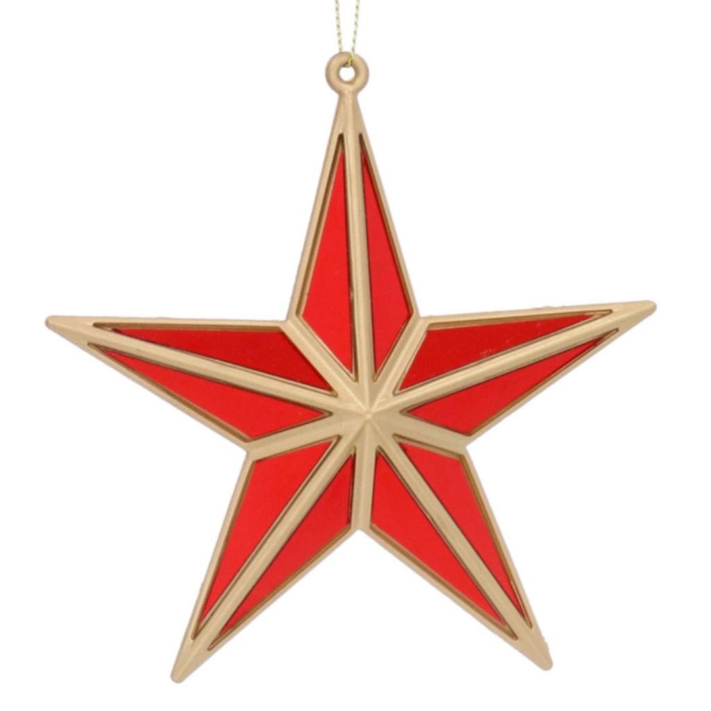 Gold Acrylic/Red Mirror 5-Point Star - Small 10912 Gisela Graham Mulligans of Ballaghaderreen