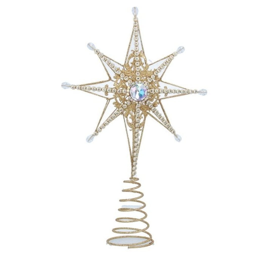 Gold Tree Top Star with Acrylic Beading 34799 Gisela Graham Mulligans of Ballaghaderreen