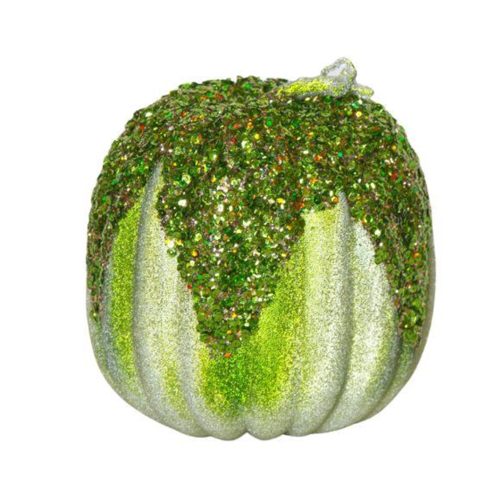 Green Glitter Pumpkin - 21cm Y54.A44903 Harold Elmes Mulligans of Ballaghaderreen