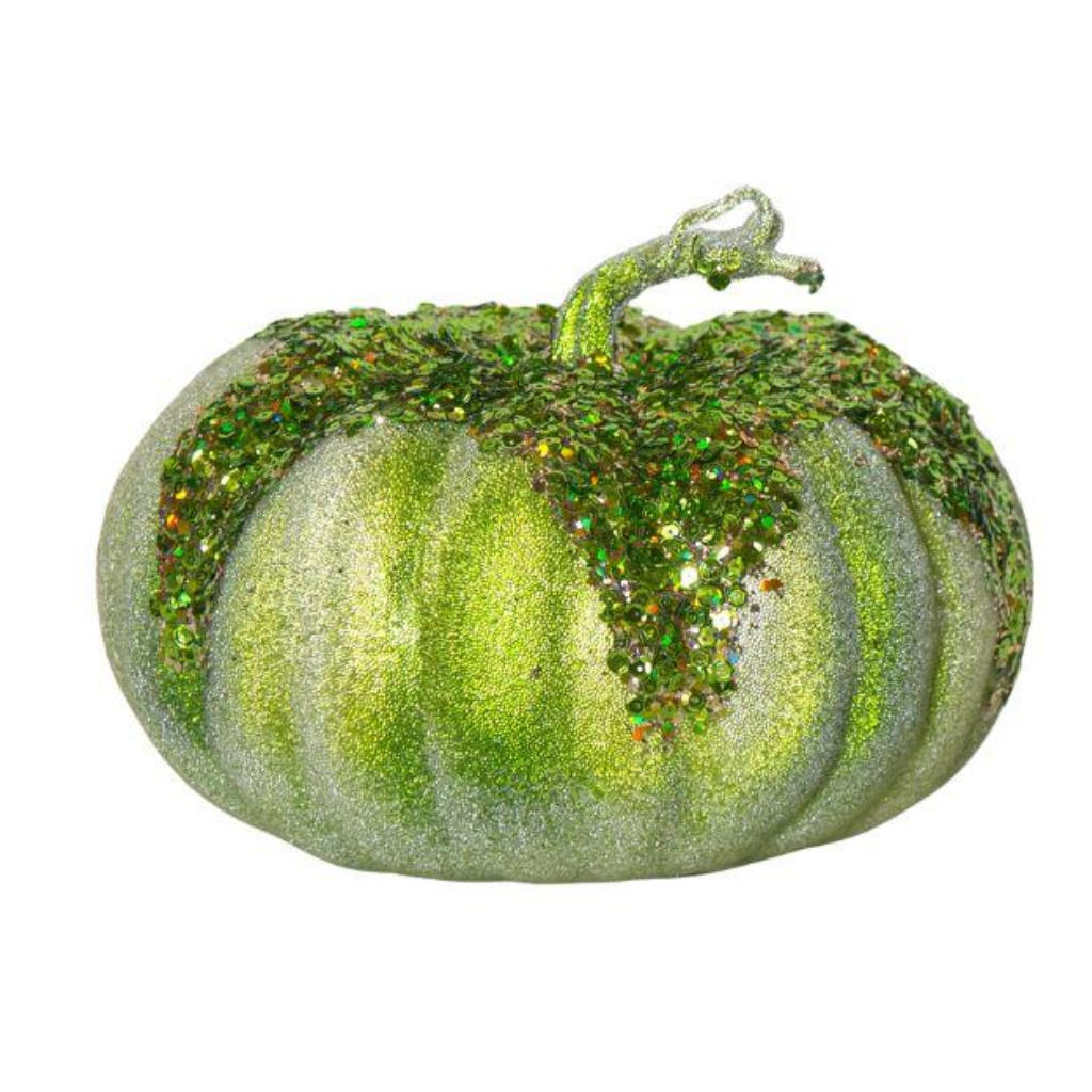 Green Glitter Pumpkin - 24cm Y54.A44904 Harold Elmes Mulligans of Ballaghaderreen