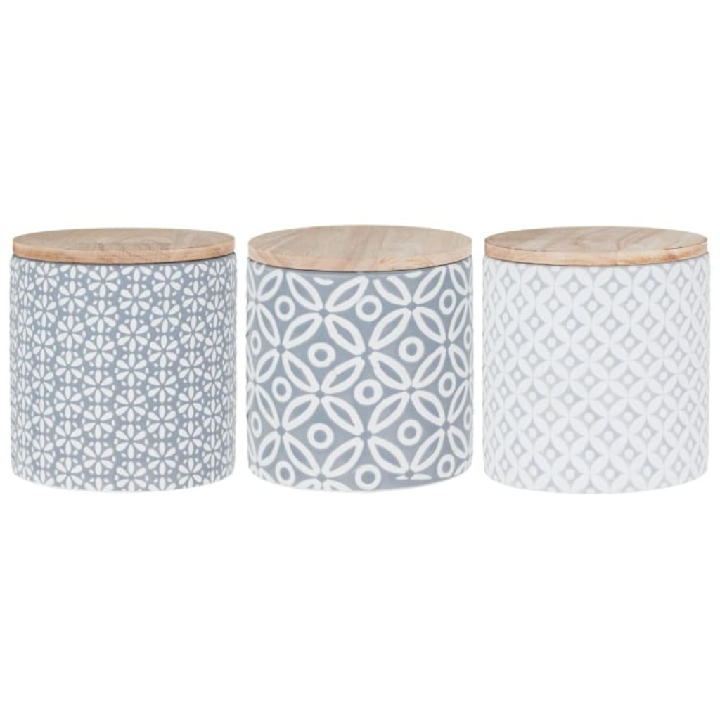 Grey Embossed Canisters - Set of 3 390362 Mulligans of Ballaghaderreen