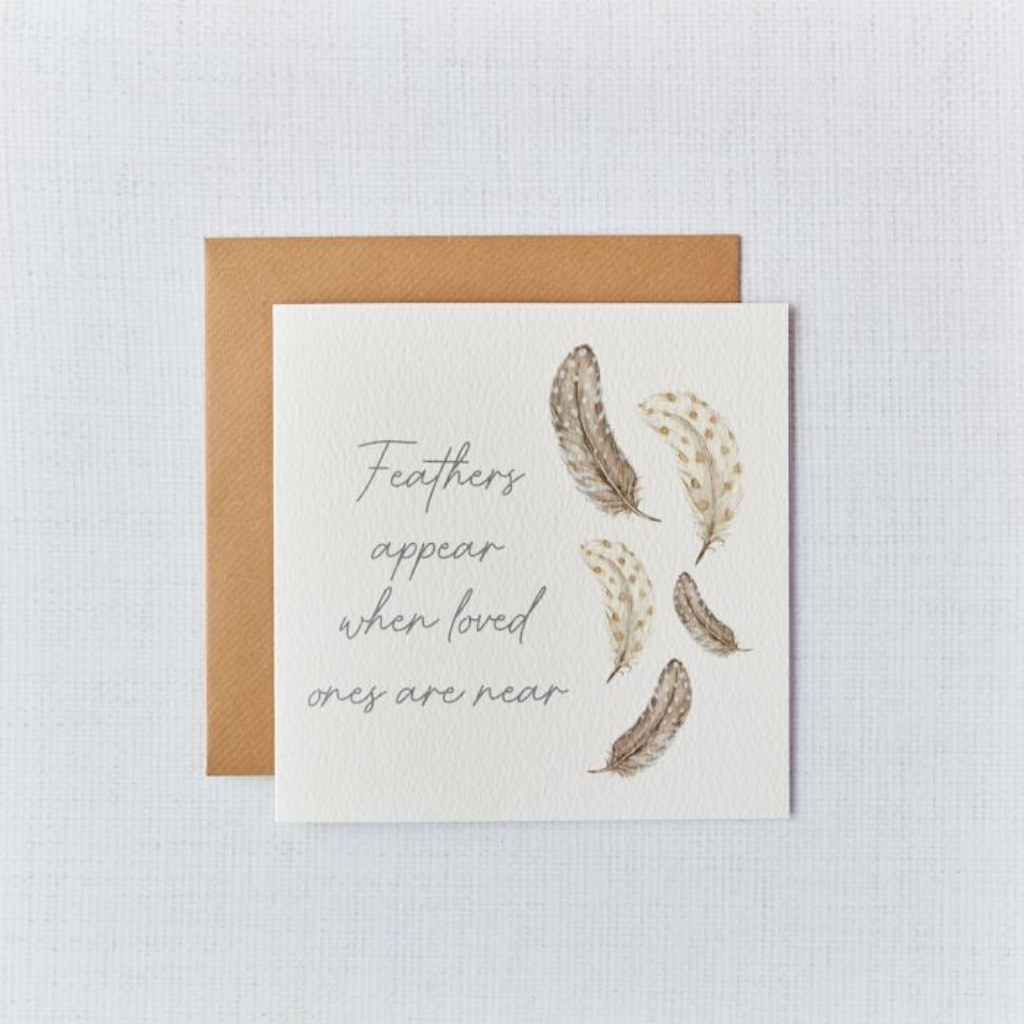 Grey Feather Sympathy Card 4AG241 Richard Langs Mulligans of Ballaghaderreen