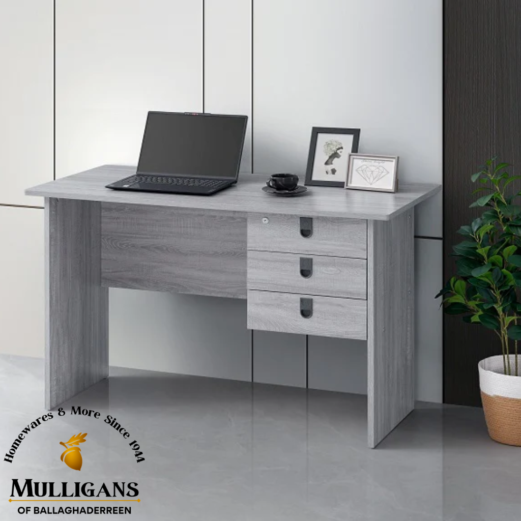 Grey Oak 3 Drawer Writing desk Holroyd & Jones Mulligans of Ballaghaderreen
