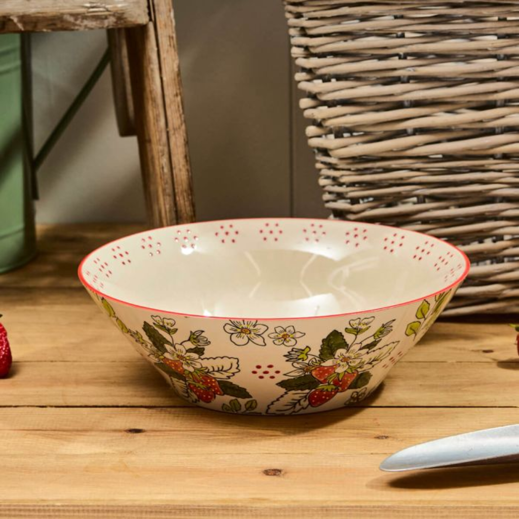Hand-Painted Strawberry Ceramic Bowl 7WF324 Richard Langs Mulligans of Ballaghaderreen