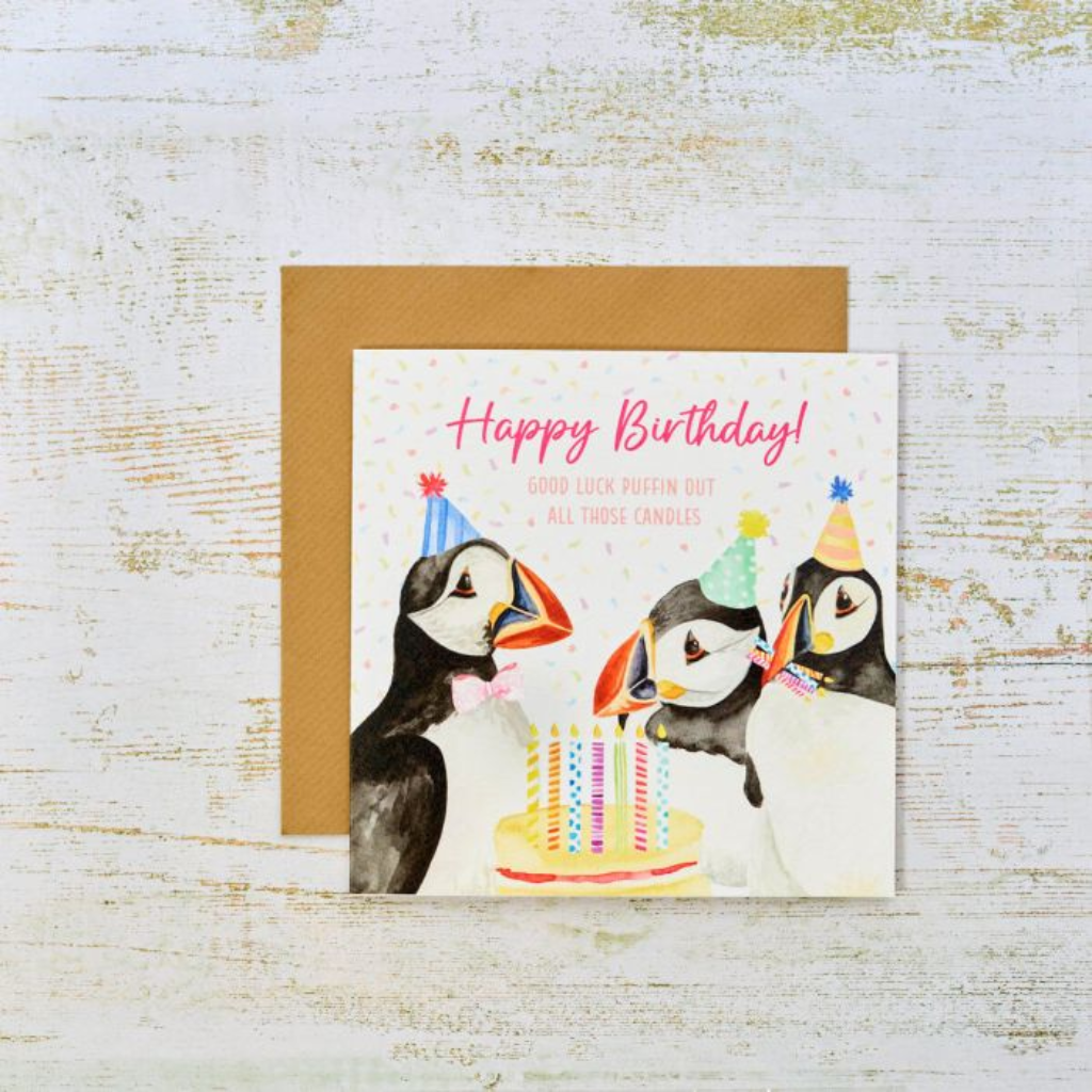 "Happy Birthday" Puffin Card 4PF202 Richard Langs Mulligans of Ballaghaderreen