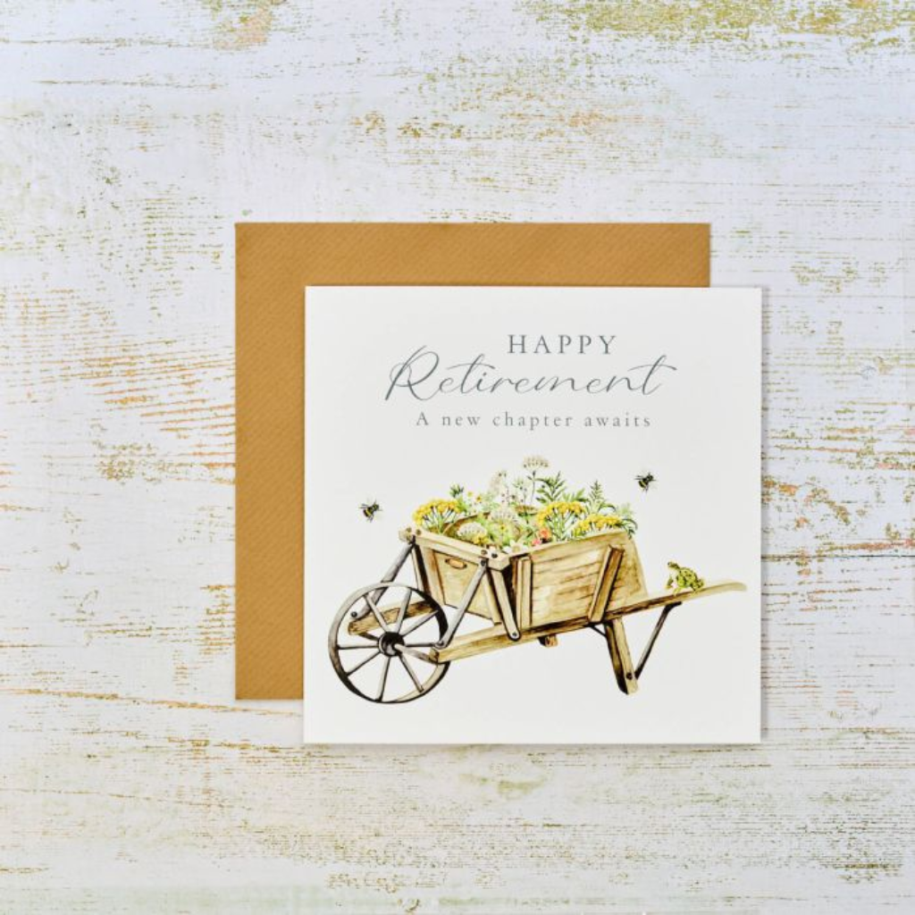 Happy Retirement Wheelbarrow Card 4WF426 Richard Langs Mulligans of Ballaghaderreen