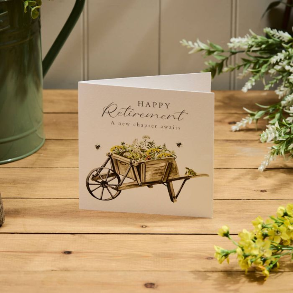 Happy Retirement Wheelbarrow Card 4WF426 Richard Langs Mulligans of Ballaghaderreen