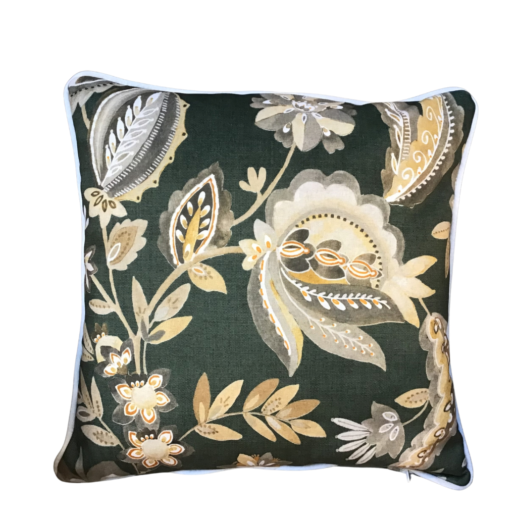 Harriet Olive Green Feather Cushion PRO-0055 Millford Linen Mulligans of Ballaghaderreen