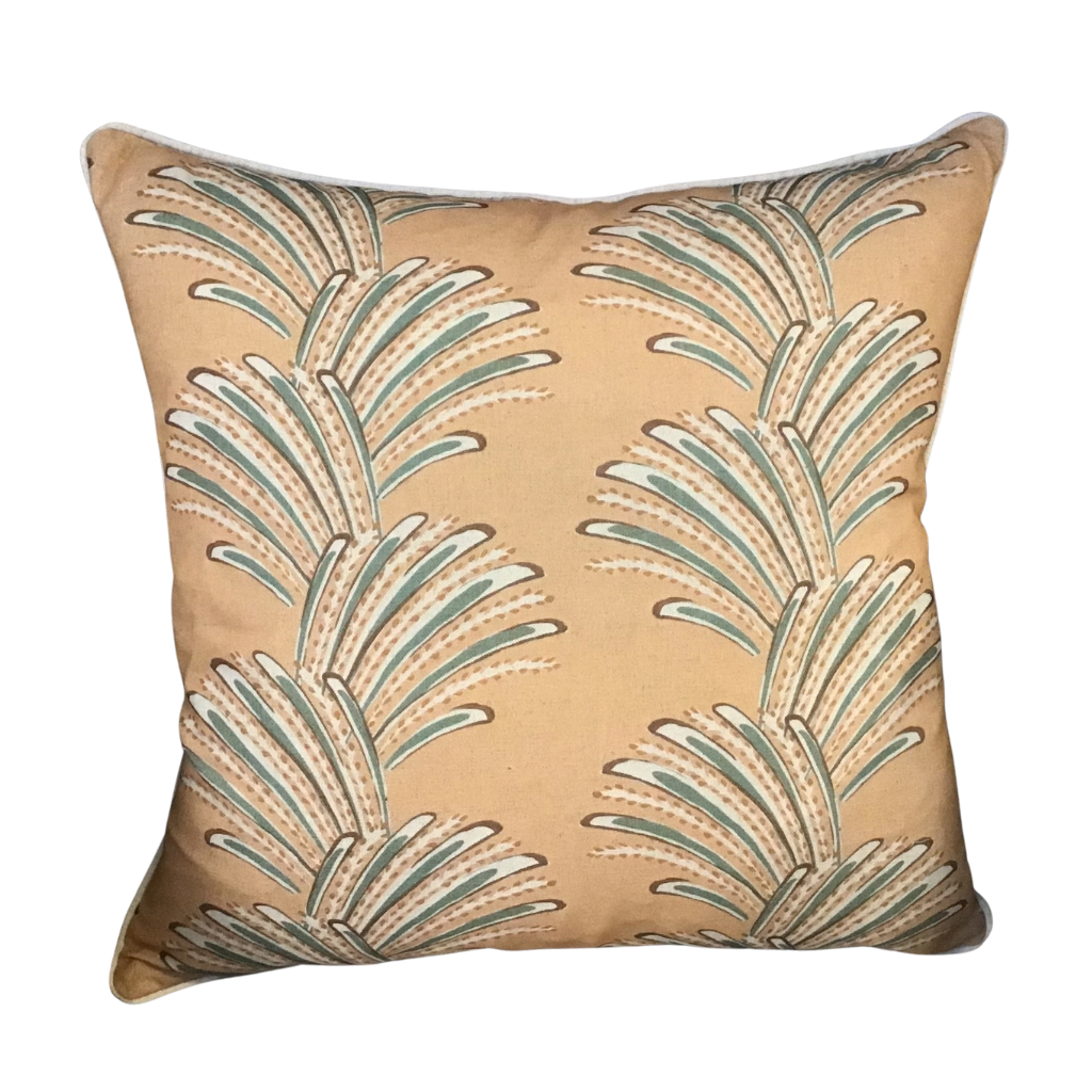 Hawaii Green Peach Feather Cushion PRO-0516 Millford Linen Mulligans of Ballaghaderreen