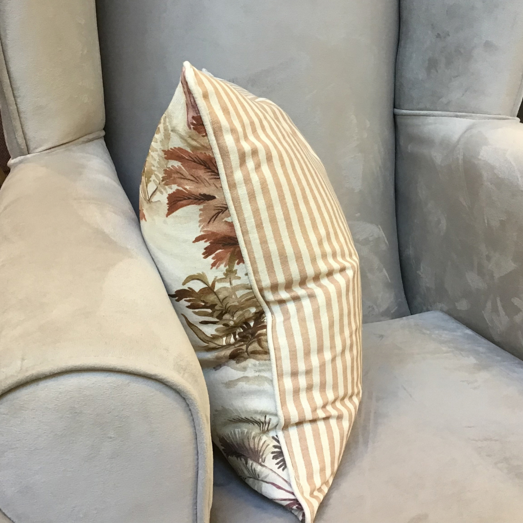 Hawaii Grey Orang Crem Feather Cushion PRO-0256 Millford Linen Mulligans of Ballaghaderreen