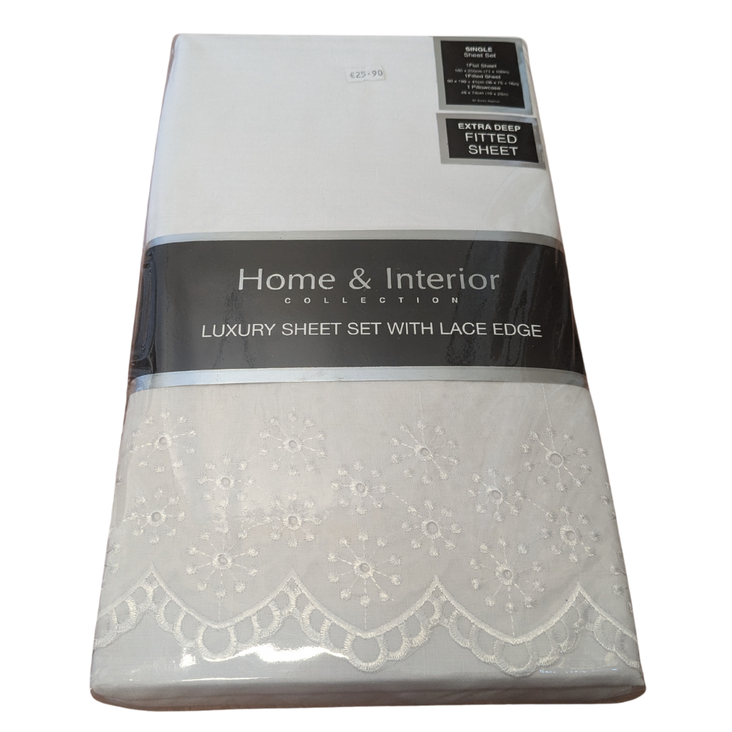 Home & Interior White Laced Edge Sheet Set LACEW1 Home & Interior Mulligans of Ballaghaderreen