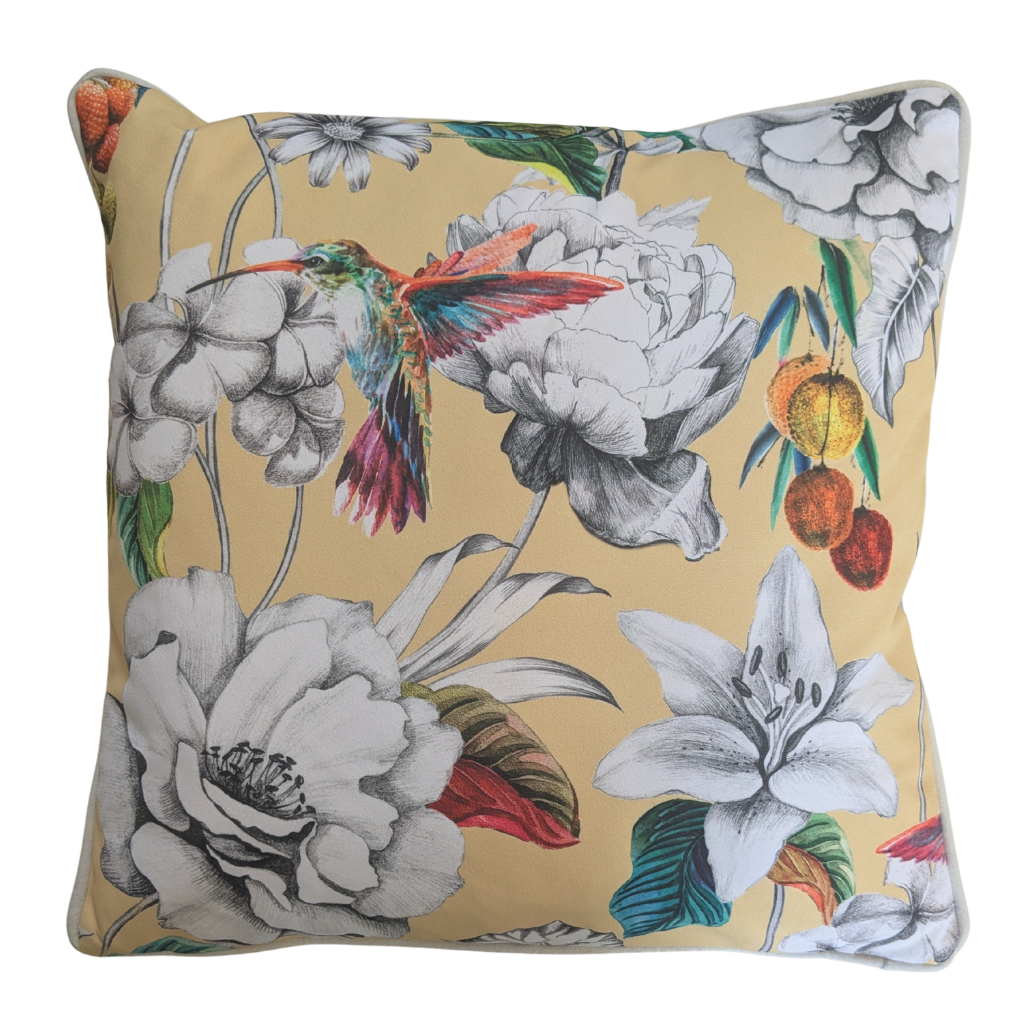 Hummingbird Leaf Buttermilk Feather Scatter Cushion HLBFSC Milford Linen Mulligans of Ballaghaderreen