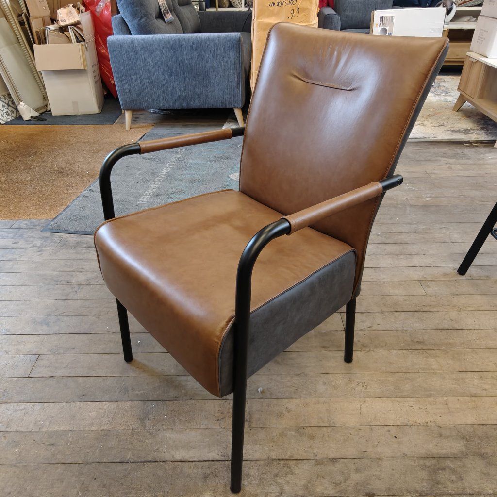 James Cognac Genuine Leather Fireside Chair