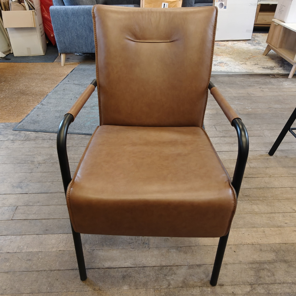 James Cognac Genuine Leather Fireside Chair