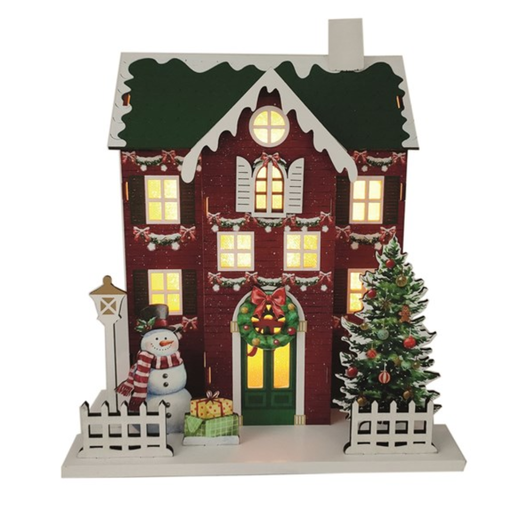 LED Christmas House Green 24x24cm 34291 Straits Mulligans of Ballaghaderreen 