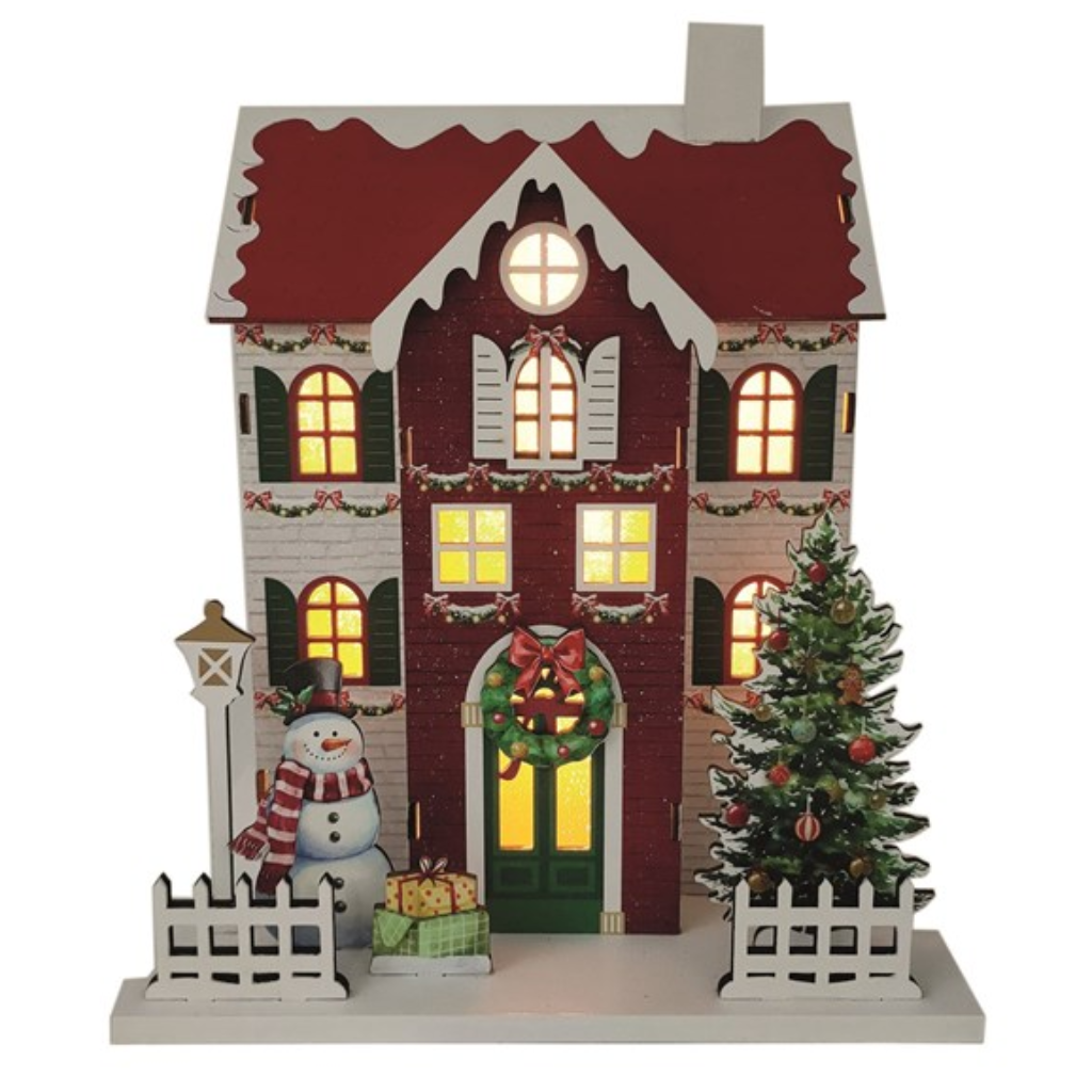 LED Christmas House Red 24x24cm 34292 Straits Mulligans of Ballaghaderreen 