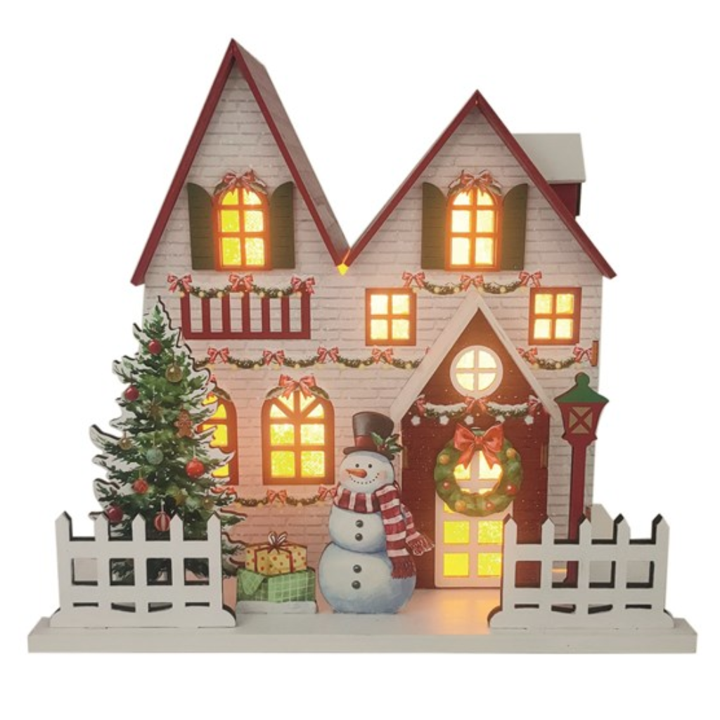 LED Christmas House White 24x22cm 34296 Straits Mulligans of Ballaghaderreen 