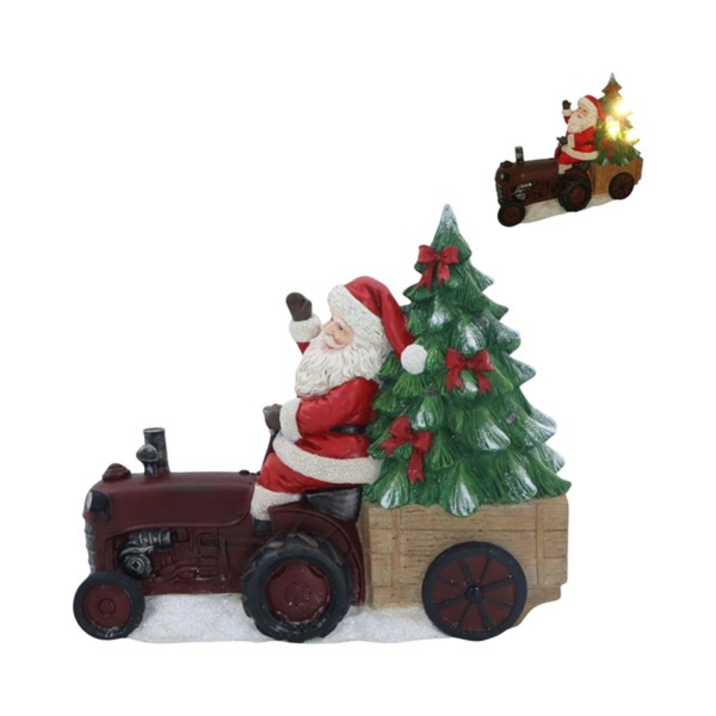 LED Farmer Santa On Tractor 27x23cm 36585 Straits Home and Gift Mulligans of Ballaghaderreen