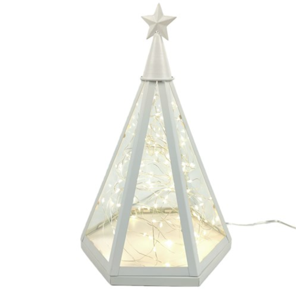 LED Pyramid Lantern White 23x37cm 36272 Straits Home and Gift Mulligans of Ballaghaderreen