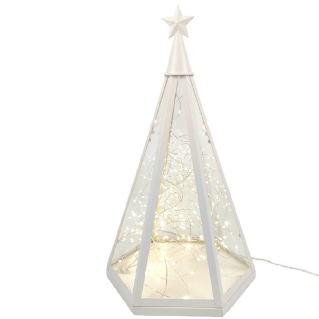 LED Pyramid Lantern White 26x47cm 36273 Straits Home and Gift Mulligans of Ballaghaderreen