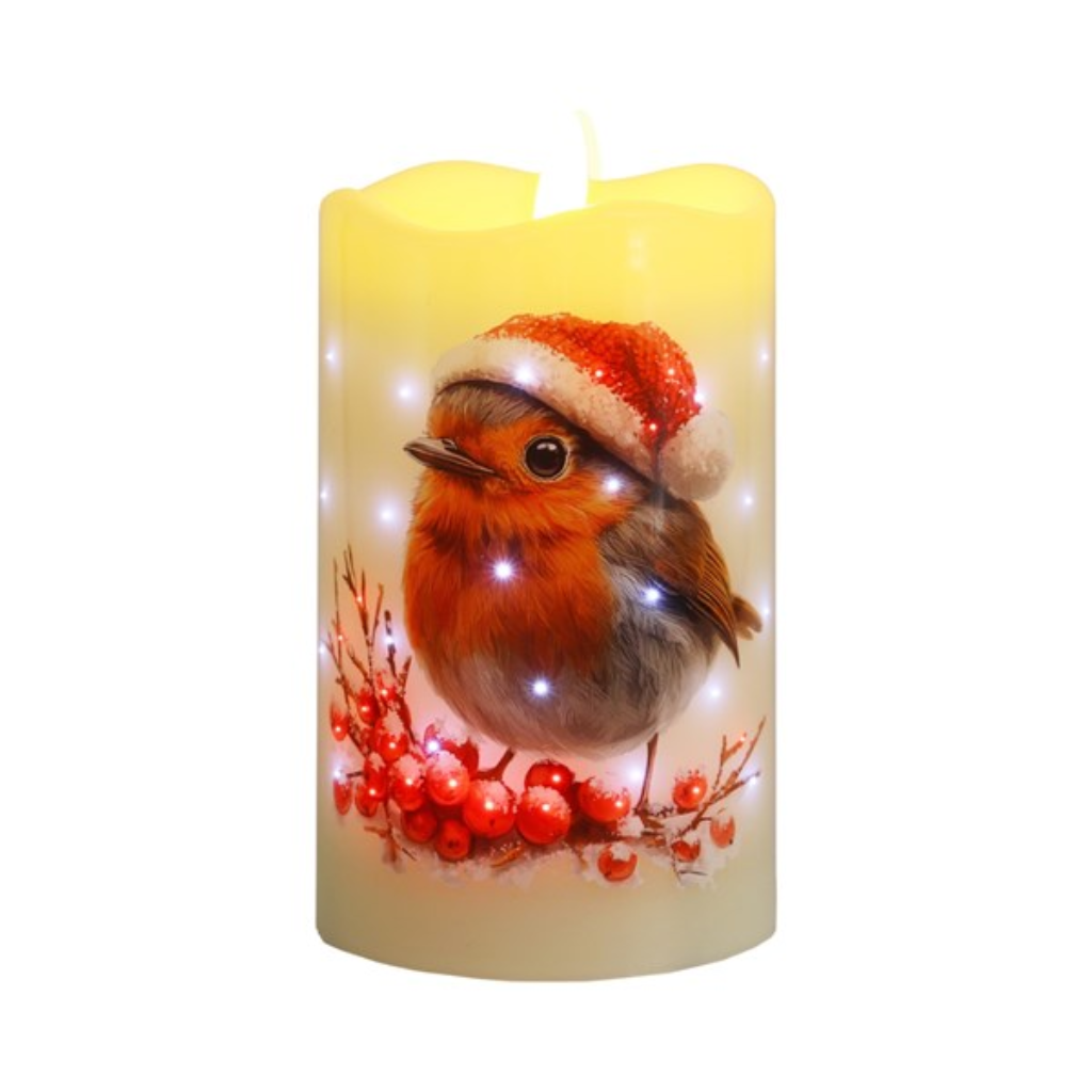 LED Robin Candle 7.5cm x 12.5cm 36206 Straits Home and Gift Mulligans of Ballaghaderreen