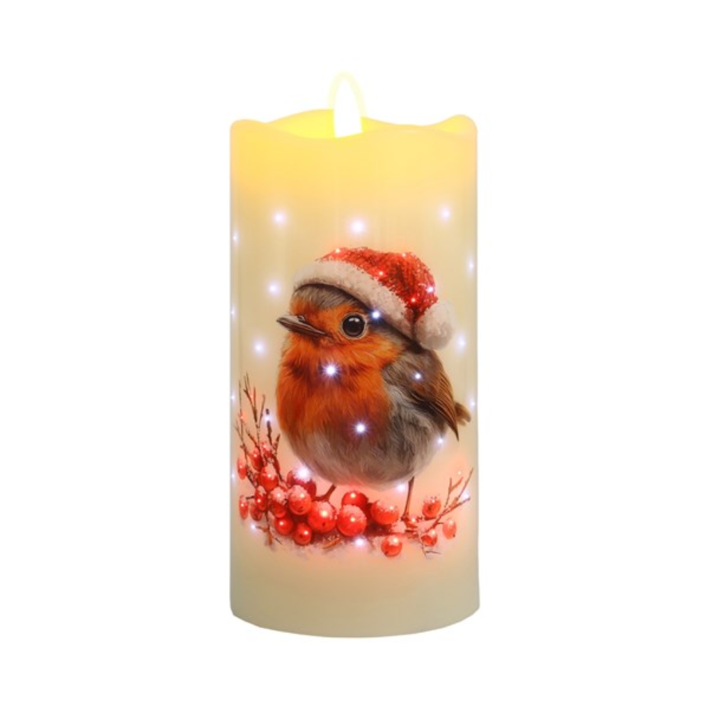 LED Robin Candle 7.5cm x 15cm 36207 Straits Home and Gift Mulligans of Ballaghaderreen