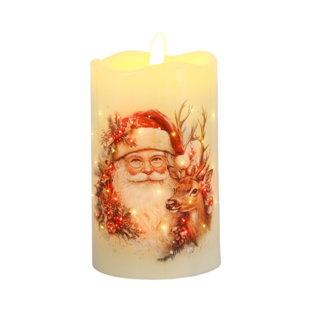 LED Santa Candle 7.5cm x 12.5cm 36198 Straits Home and Gift Mulligans of Ballaghaderreen