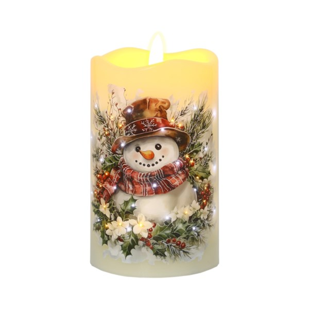 LED Snowman Candle 7.5cm x 12.5cm 36204 Straits Home and Gift Mulligans of Ballaghaderreen