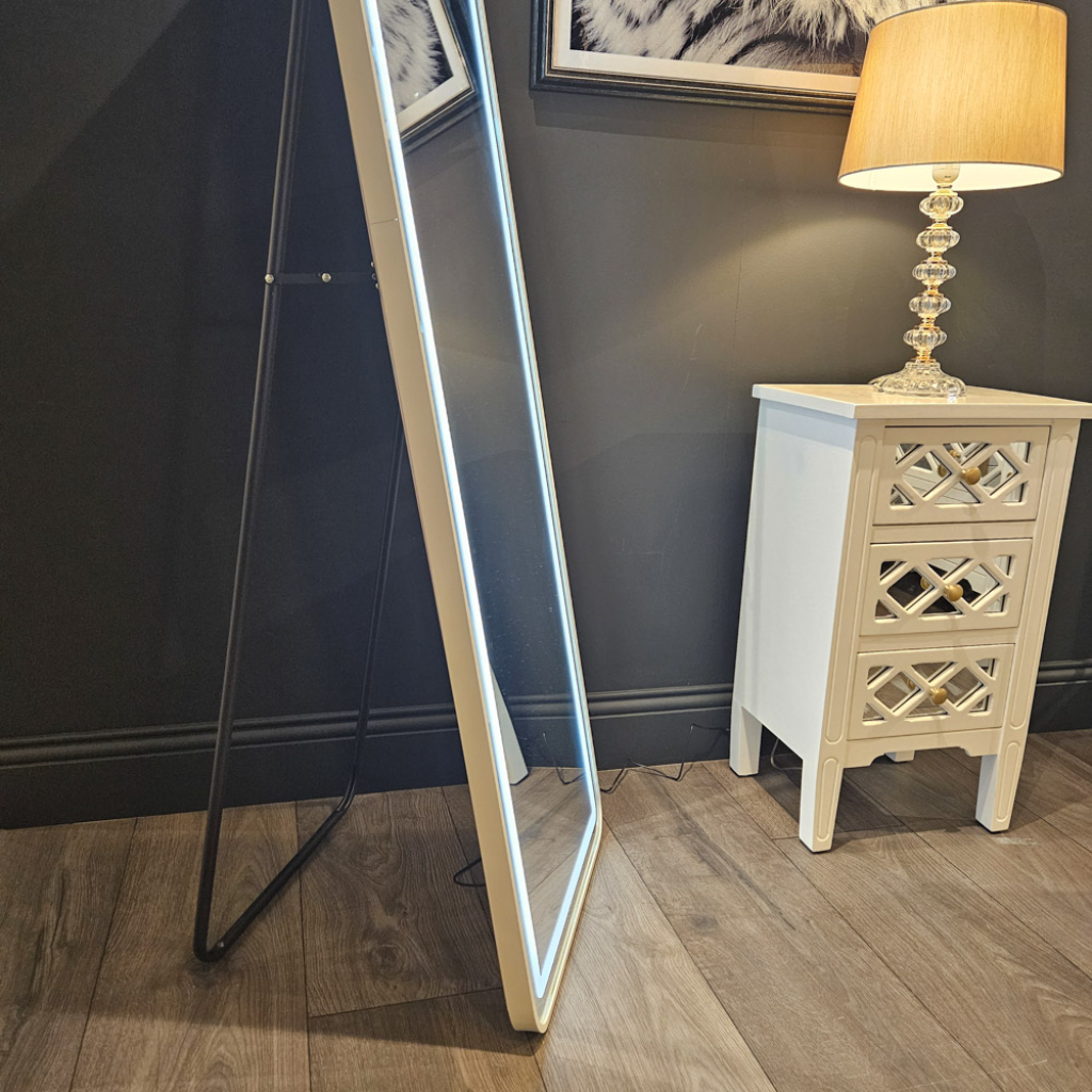 Led Modena Cheval Mirror White 160 x 50cm TL6294 Tara Home Mulligans of Ballaghaderreen 