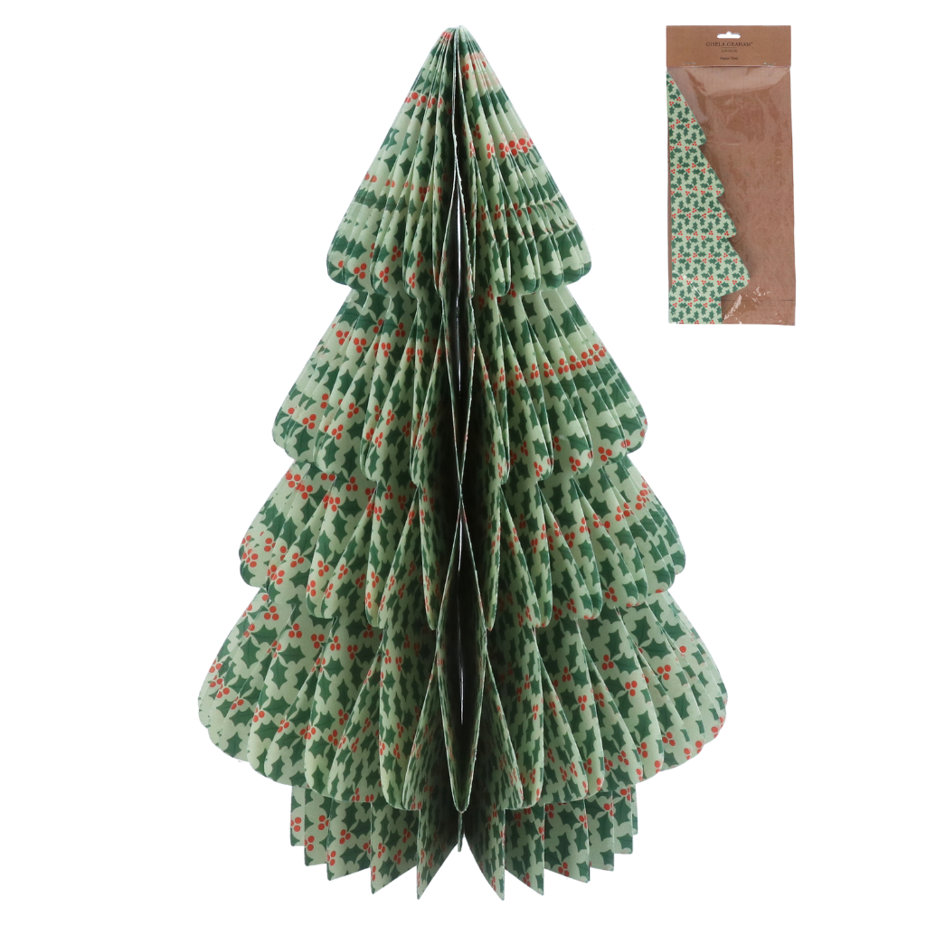 Light Green Paper Honeycomb Tree W Holly Orn 36316 Gisela Graham Mulligans of Ballaghaderreen 