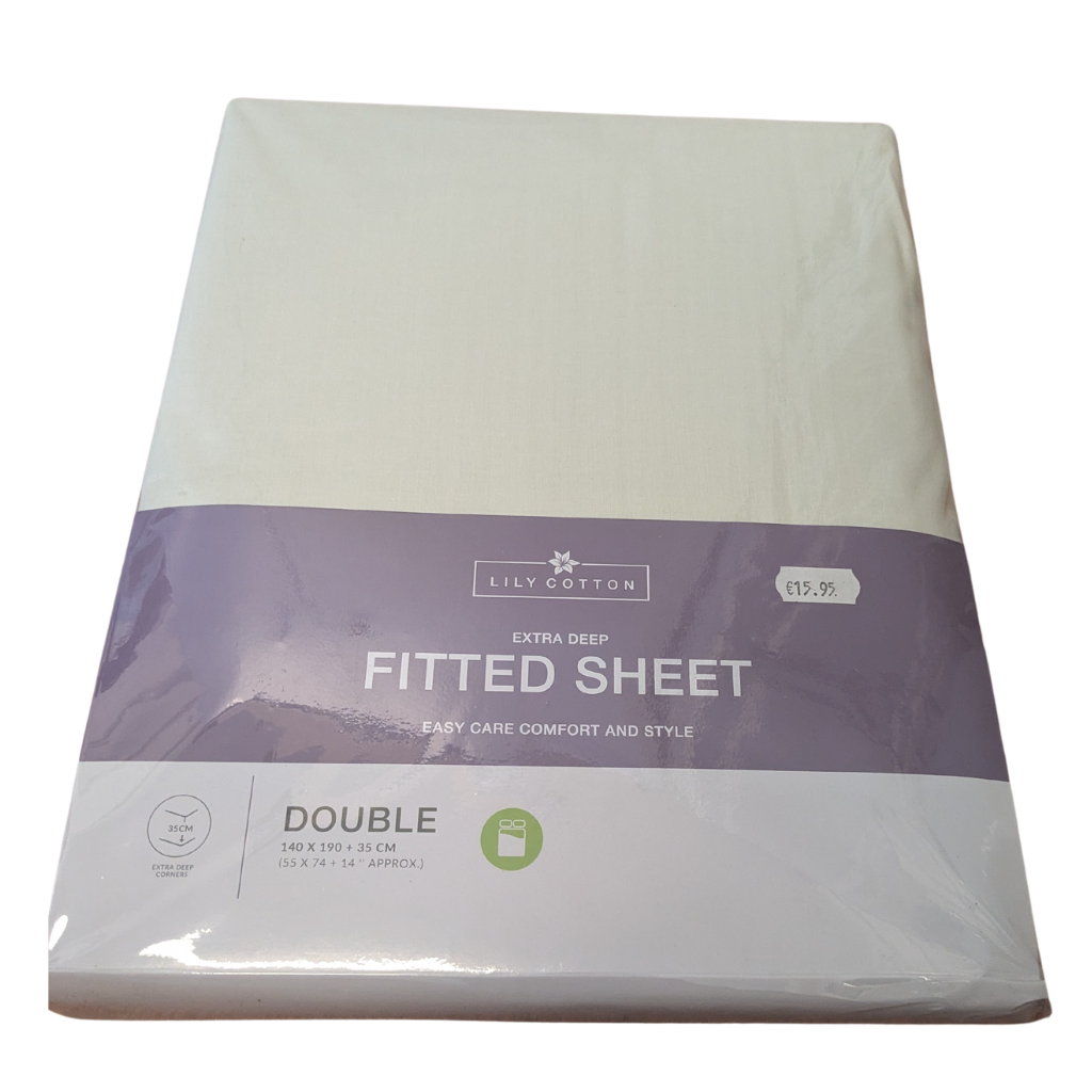 Lily Cotton Ivory Extra Deep Double Fitted Sheet LCIEDDFS Lily Cotton Mulligans of Ballaghaderreen