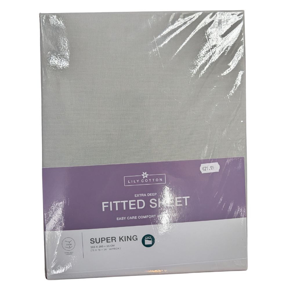 Lily Cotton Super King Grey Fitted Sheet LCSKGFS Lily Cotton Mulligans of Ballaghaderreen