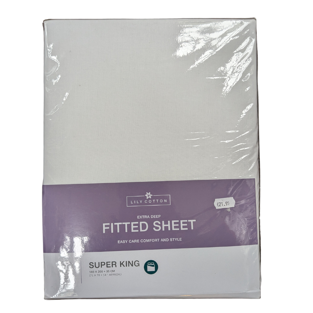 Lily Cotton Super King White Fitted Sheet LCSKWFS Lily Cotton Mulligans of Ballaghaderreen