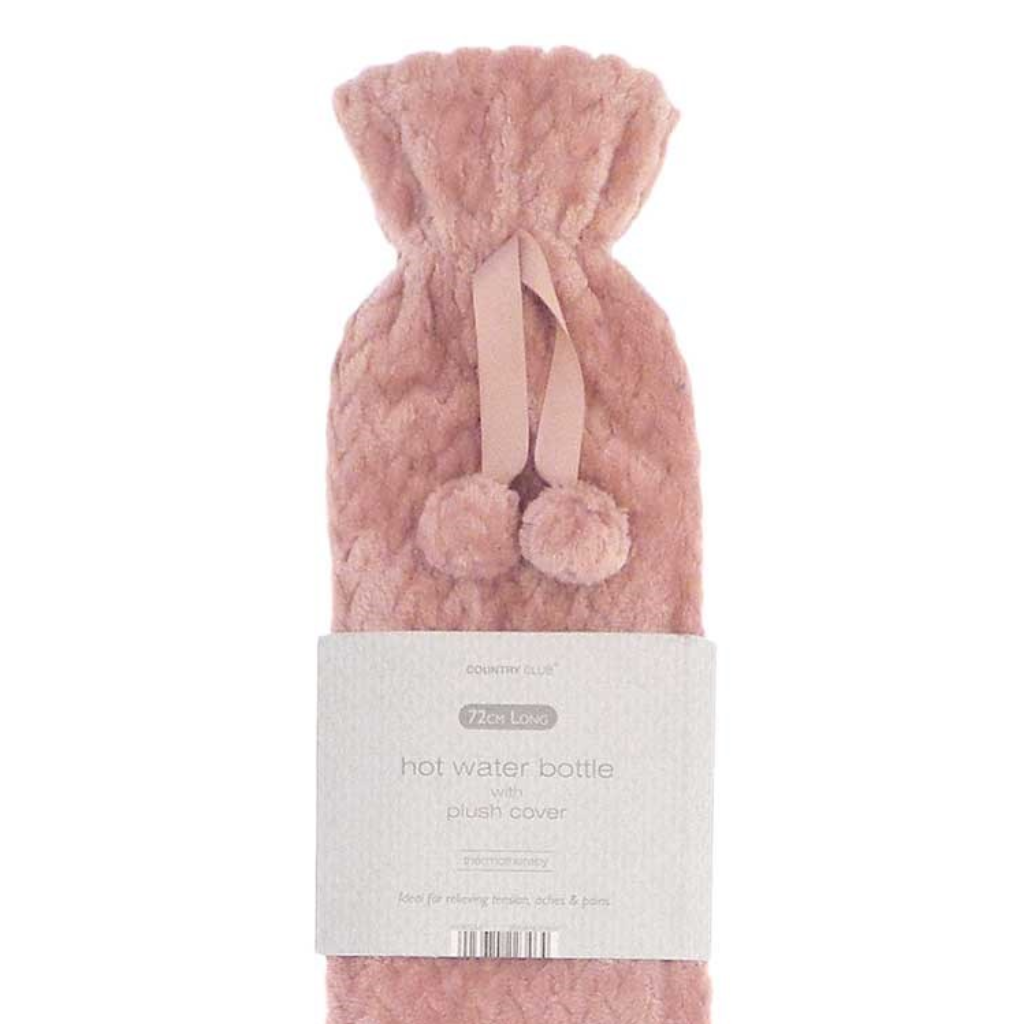 Long Hot Water Bottles with Plush Jacquard Lattice Cover - Pink FSD203909 Country Club Collective Mulligans of Ballaghaderreen