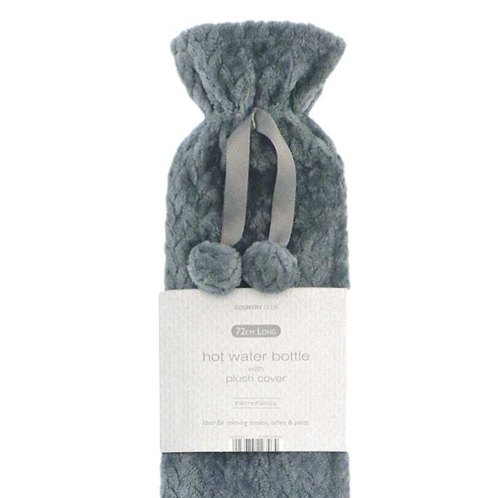 Long Hot Water Bottles with Plush Jacquard Lattice Cover - Dark Grey FSD203909 Country Club Collective Mulligans of Ballaghaderreen