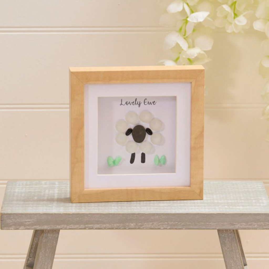 "Lovely Ewe" Framed Pebble Sheep 8FG102 Richard Langs Mulligans of Ballaghaderreen