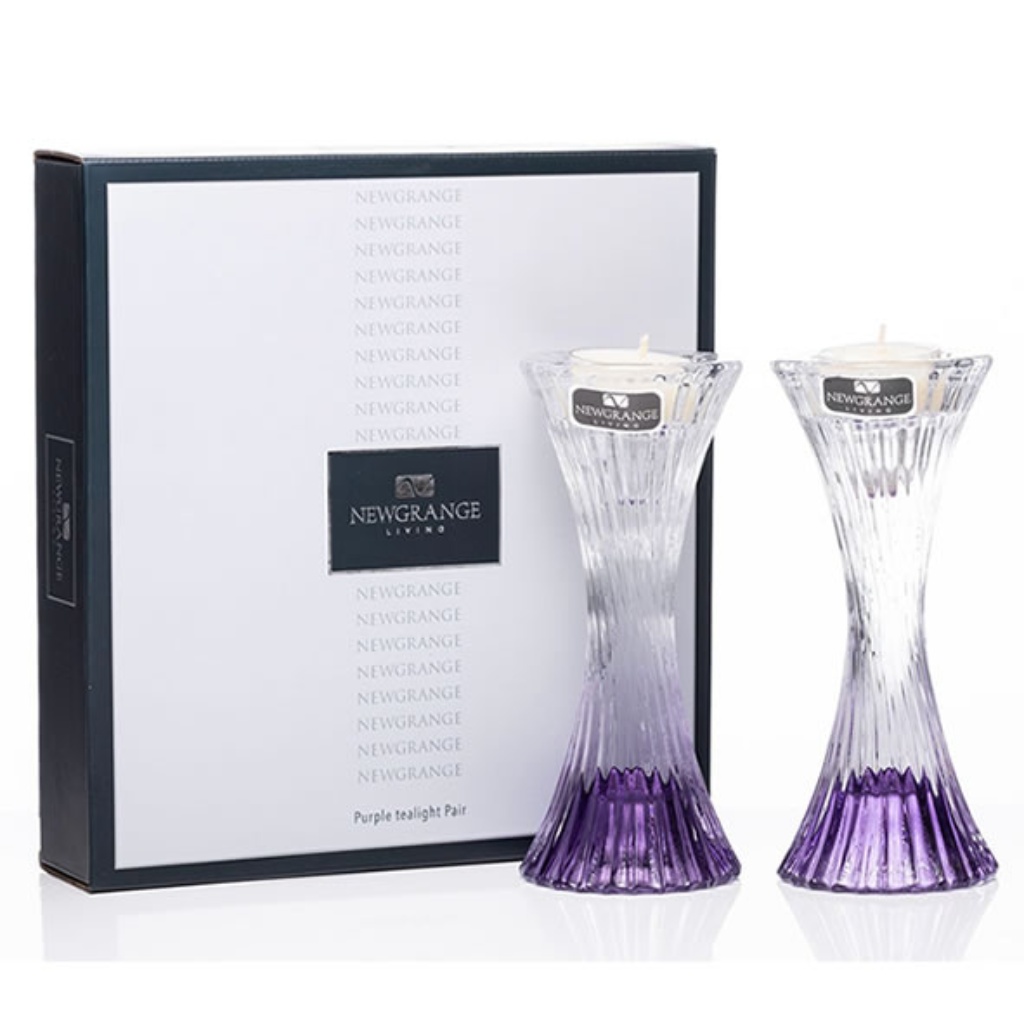 Mauve Purple Tea Light Holder Pair 1003211 Newgrange Living Kirkwood Mulligans of Ballaghaderreen 