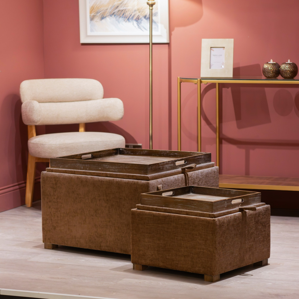 Maya Tray Table Pouffes - Cappuccino TL7087 Tara Lane Mulligans of Ballaghaderreen