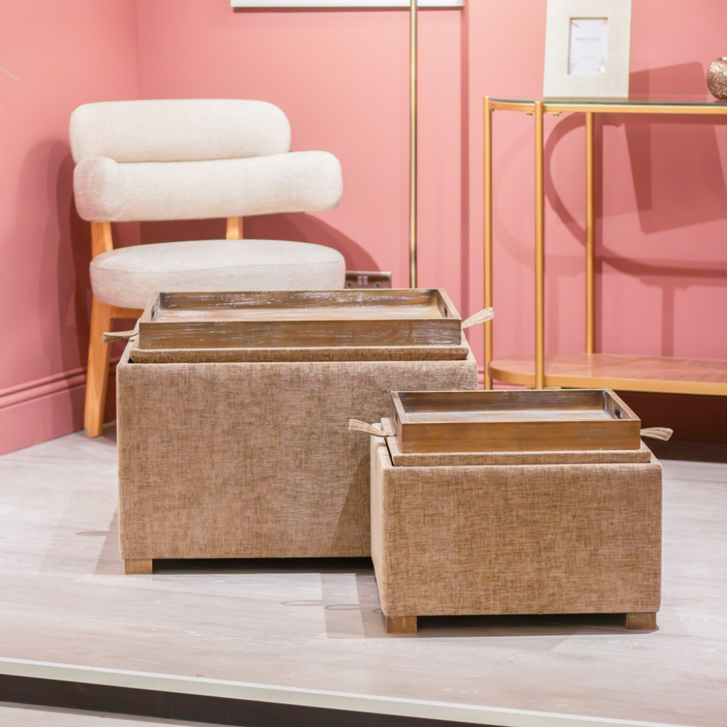 Maya Tray Table Pouffes - Sand TL7086 Tara Lane Mulligans of Ballaghaderreen