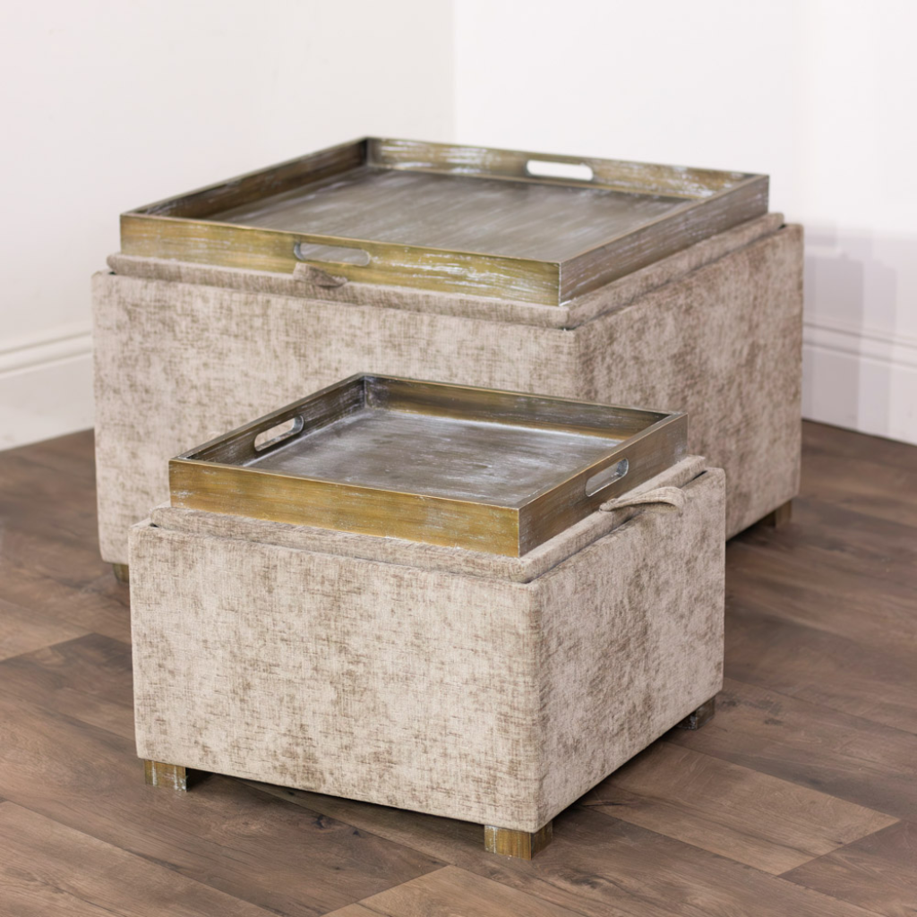 Maya Tray Table Pouffes - Sand TL7086 Tara Lane Mulligans of Ballaghaderreen