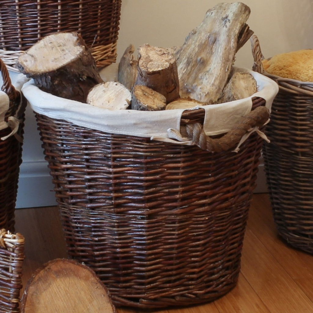 Medium Log Basket with Liner & Rope Handles 16-312 JVL Mulligans of Ballaghaderreen