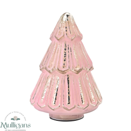 Medium Pink Crackle Effect LED Glass Christmas Tree XM11109 Widdop and Co Mulligans of Ballaghaderreen