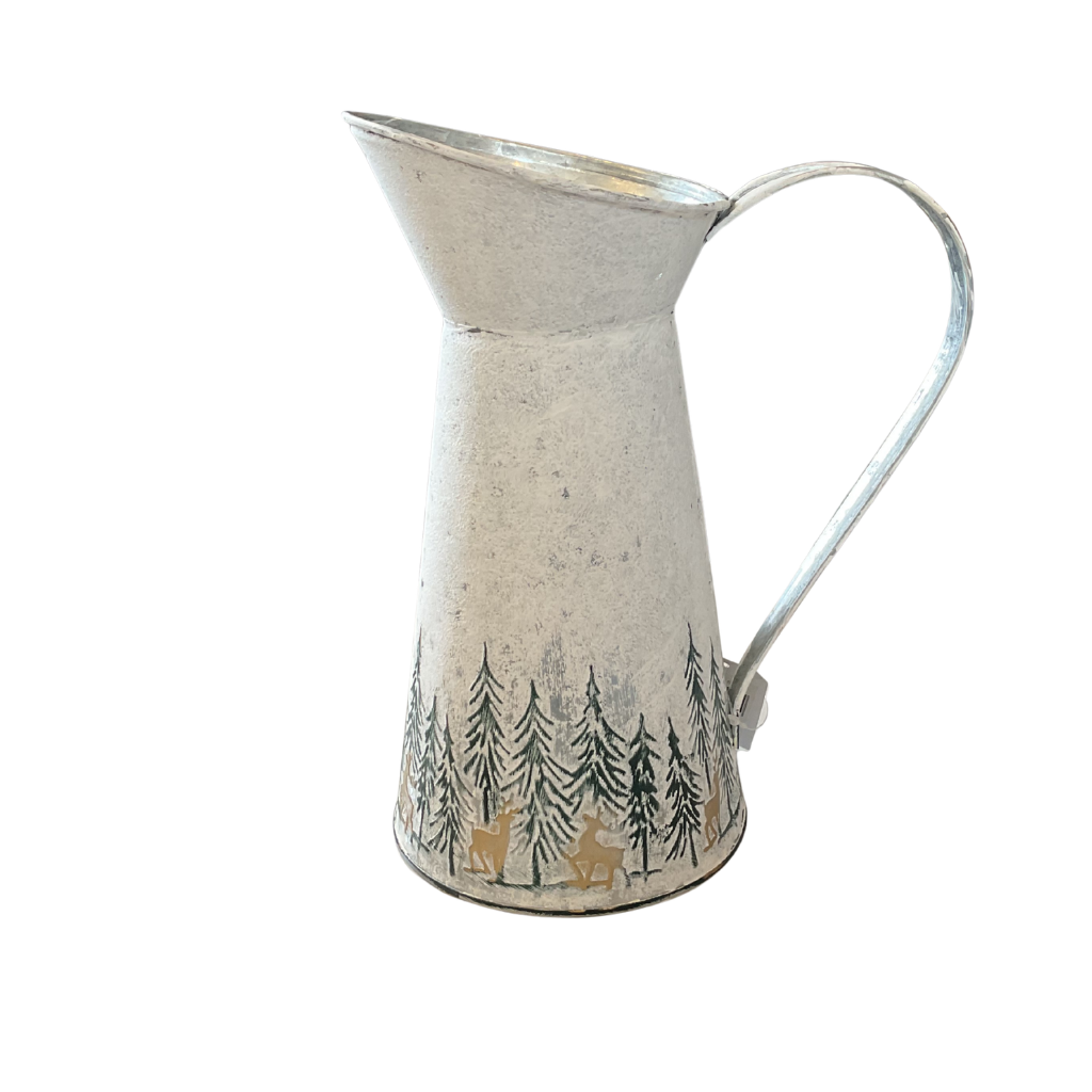 Metal Tall Jug With Embossed Forest Christmas 6XA157 Richard Langs Mulligans of Ballaghaderreen 