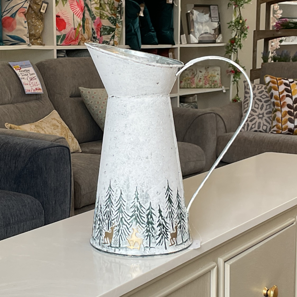 Metal Tall Jug With Embossed Forest Christmas 6XA157 Richard Langs Mulligans of Ballaghaderreen 