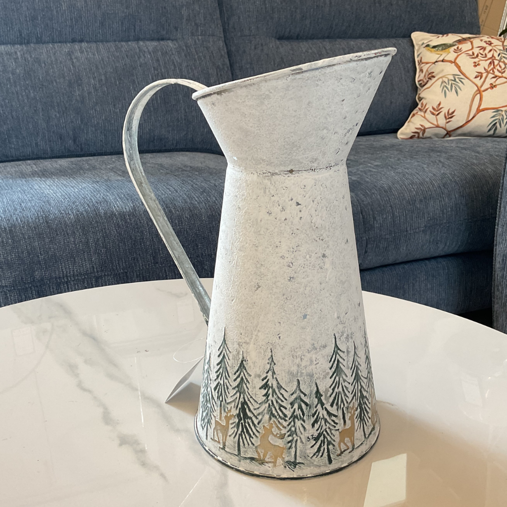 Metal Tall Jug With Embossed Forest Christmas 6XA157 Richard Langs Mulligans of Ballaghaderreen 
